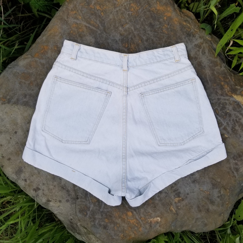 American Apparel White Blue Denim Jeans Shorts 29"